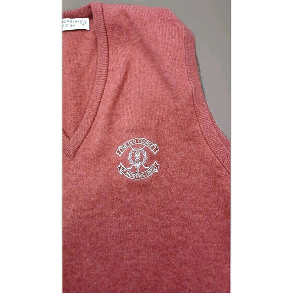 Vintage St Andrews Links Lambswool Vest XL Red The Old Course Golf Sweater EUC - Picture 3 of 4